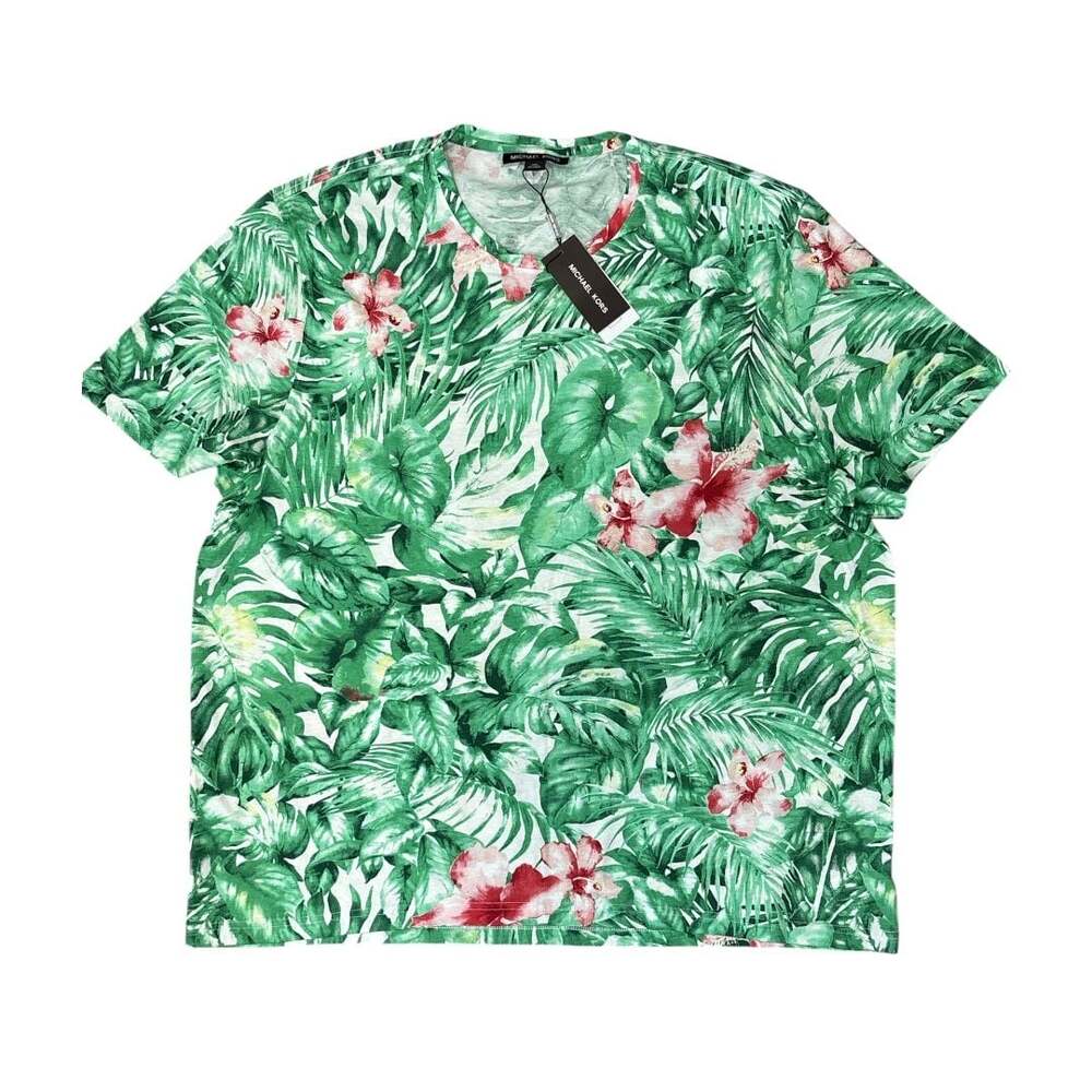 M.Kors Tropical Floral Cotton Shirt XXL – Vacation Beachwear Summer Resort Style